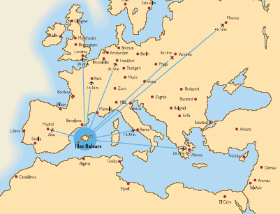 Mapa de Islas Baleares, turismo, vuelos baratos, casas rurales, y vela en  Mallorca, Menorca, Ibiza, Formentera y Cabrerea