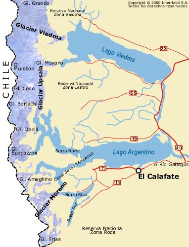 mapa Glaciar Perito Moreno